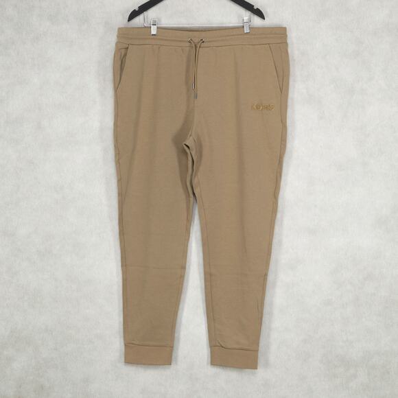 Michael Kors Men Textured Logo Jogger Pants Dark Camel Size XXL